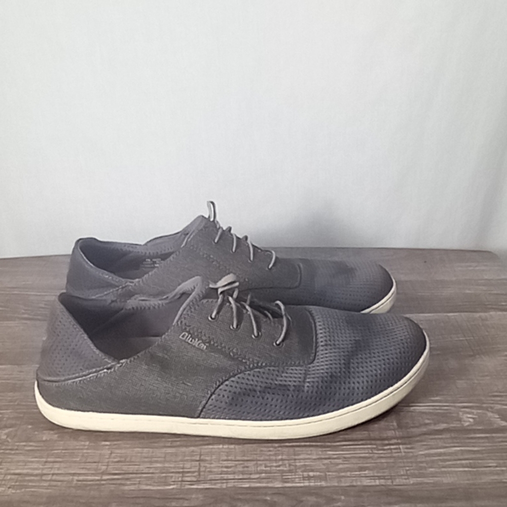 Olukai Men's Gray Nohea Moku No Tie Boat Shoes Size 11M